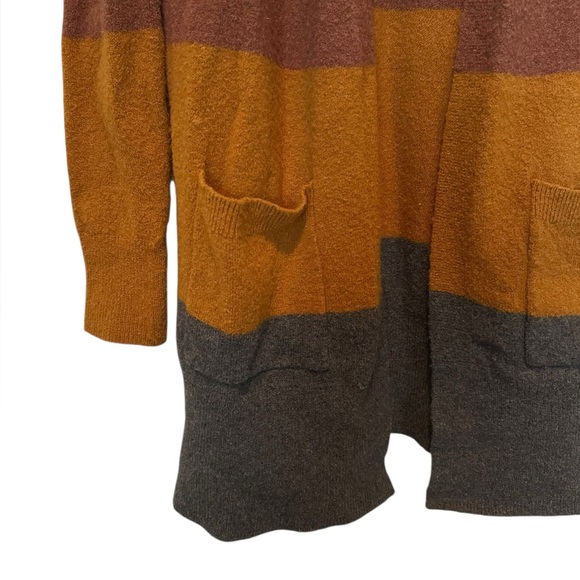 MADEWELL tan/brown/gold gray color block open front cardigan sweater size XXS - Picture 2 of 3